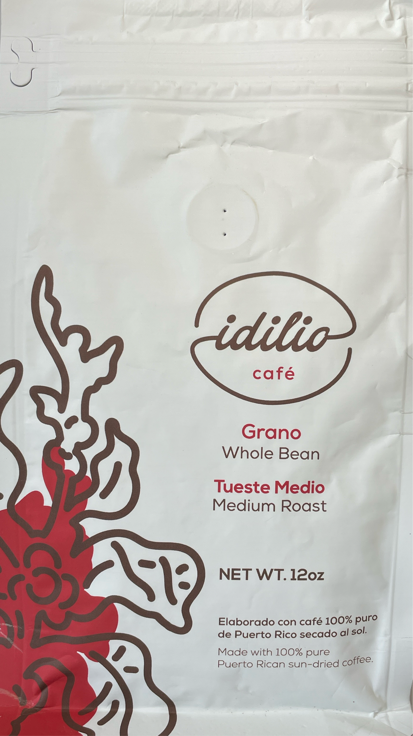 Idilio Medium Roast Coffee Beans 12oz Bag